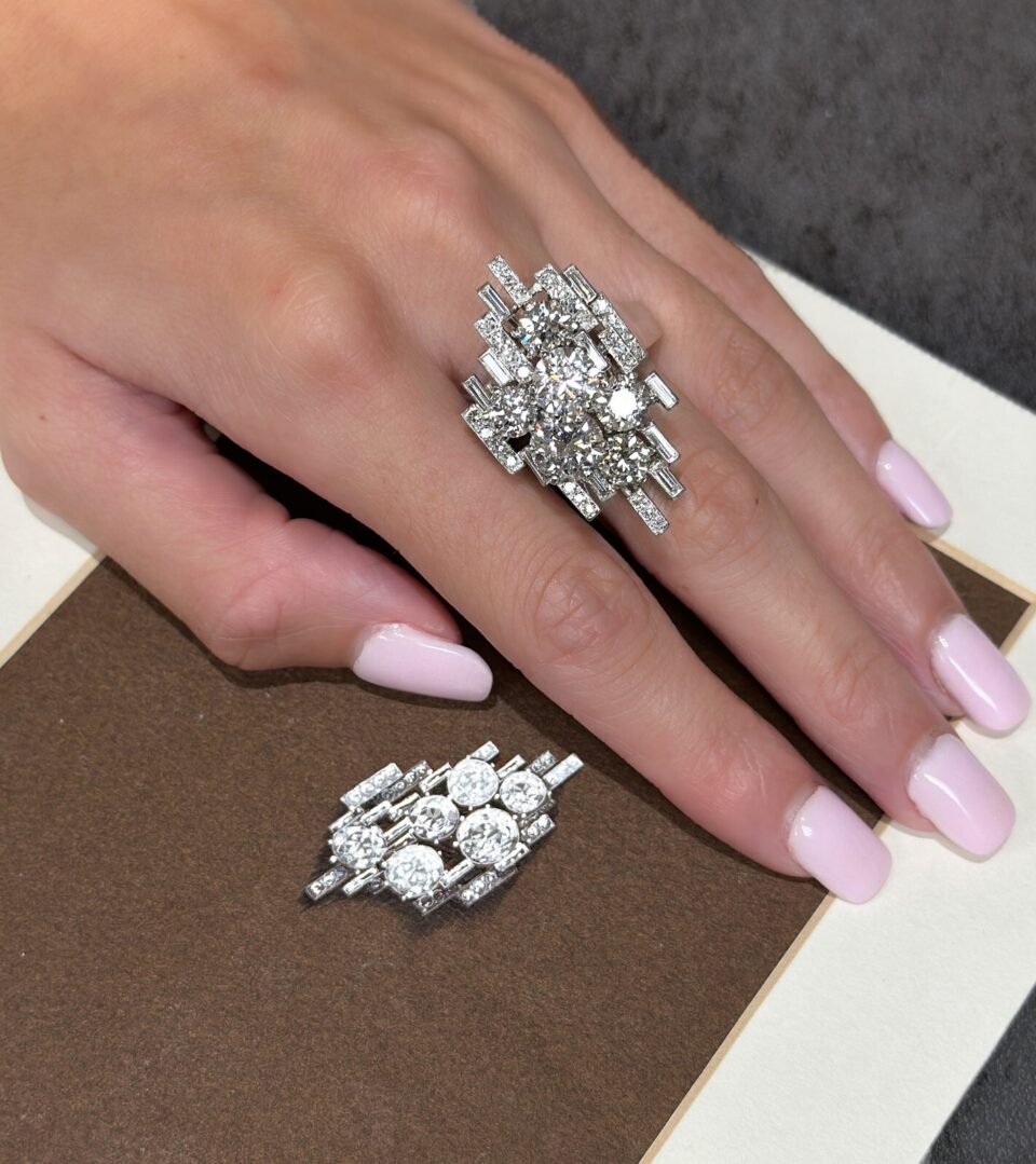 Andrew Grima Platinum 8.25 cttw Pave Diamond Cluster Ring Size 9 GIA shown worn