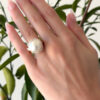 18k Gold Mikimoto 16mm Baroque South Sea Pearl Diamond Halo Ring Sz 5.75, view 3