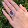 14k Amethyst Diamond Halo Ring Cocktail White Gold Size 6.5 Statement, view 3