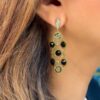 1.5ct Judith Ripka 18k Yellow Gold White Black Diamond Dangle Earrings shown worn