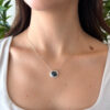 14k Blue Star Sapphire Diamond Halo Pendant Necklace 16" Gold Natural shown worn