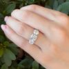 Vintage Natural Diamond 3.4cttw Engagement Ring Sz 7.25 Platinum 3 Stone shown worn