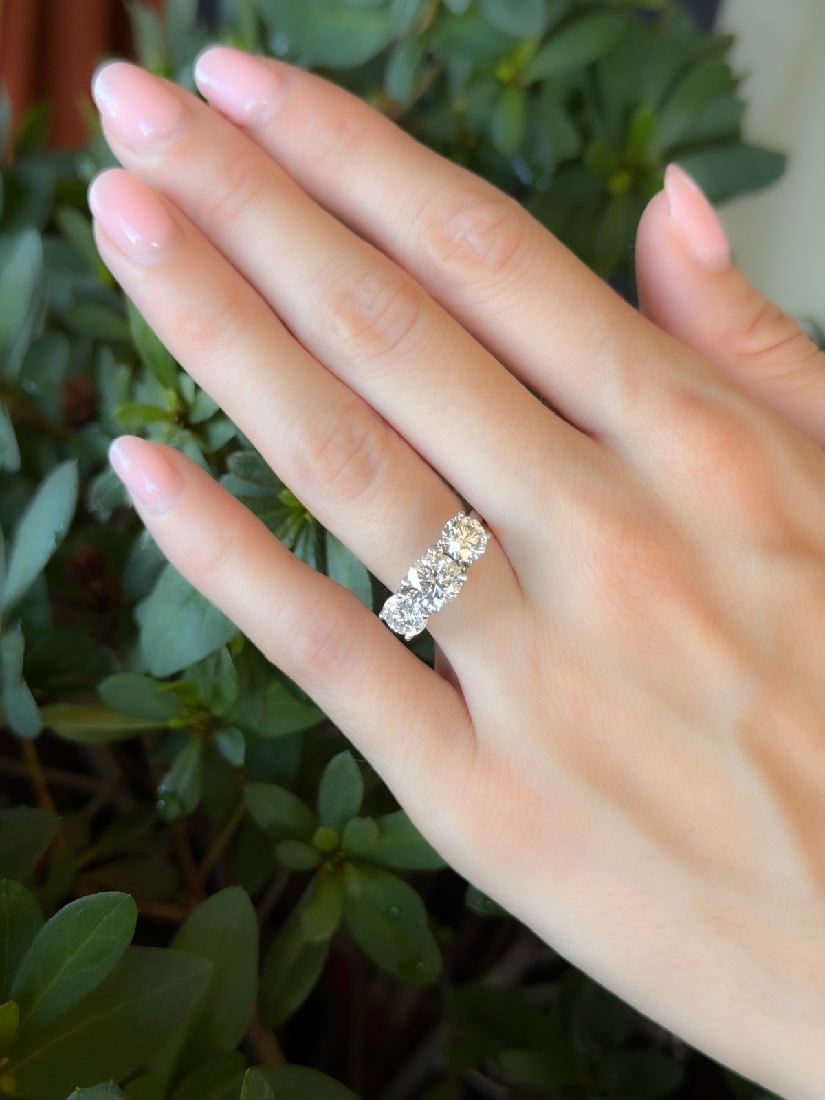 Vintage Natural Diamond 3.4cttw Engagement Ring Sz 7.25 Platinum 3 Stone, view 3
