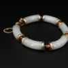Vintage Ming's Jade Articulated Link Bracelet, 14k Yellow Gold, view 3