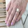 Vintage 11mm Pearl and Diamond Halo Cocktail Ring, 18k White Gold, view 6