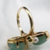 Vintage Ming's Jade and Pearl Bypass Ring, 14k Yellow Gold, view 4