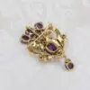 Vintage Amethyst, Diamond and Seed Pearl Pendant Brooch, 14k Gold, view 4