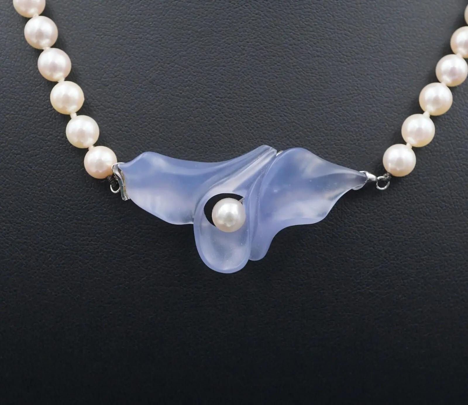 Steve Walters Carved Chalcedony and Pearl Necklace, 14k Gold, 18", view 1