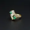 Vintage Natural Emerald and Diamond Bypass Ring, 1.5 Ct, 14k Gold, view 2