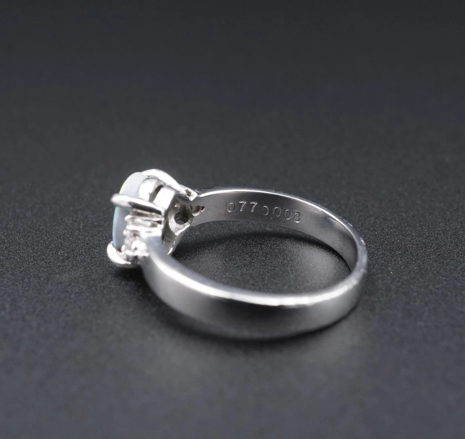 Vintage Black Opal and Diamond Cocktail Ring, Platinum, view 6