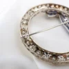 Antique Diamond and Sapphire Wreath Bow Brooch, 14k White Gold, view 3