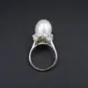 Vintage 11mm Pearl and Diamond Halo Cocktail Ring, 18k White Gold, view 3