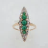 Antique Natural Emerald and Diamond Navette Halo Ring, 1 Ct, view 2