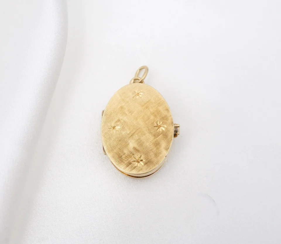 Vintage Three Compartment Star Locket Pendant, 14k Yellow Gold, view 2