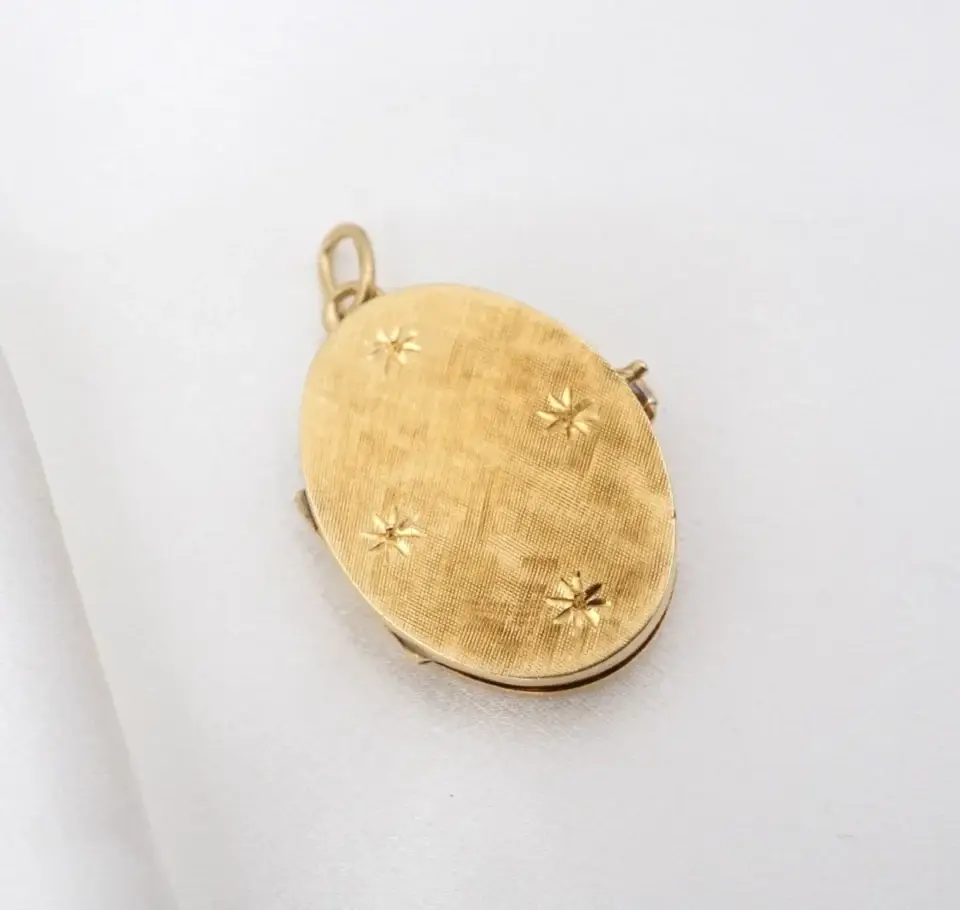 Vintage Three Compartment Star Locket Pendant, 14k Yellow Gold