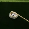 Antique Mine Cut Diamond Stick Pin, Platinum and 14k Gold, view 6