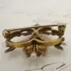 Art Nouveau Seed Pearl and Diamond Brooch, 14k Yellow Gold, view 6