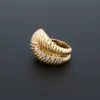Vintage Openwork Leaf Diamond Statement Ring, 14k Yellow Gold, view 1