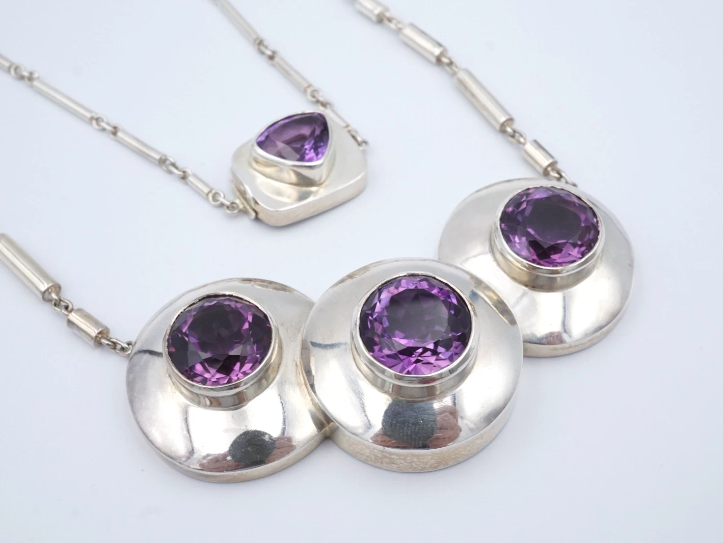 Burle Marx Fine Silver Amethyst Pendant Necklace, 27", view 1