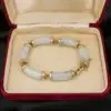 Vintage Ming's Jade Articulated Link Bracelet, 14k Yellow Gold, view 2