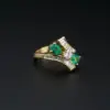 Vintage Natural Emerald and Diamond Bypass Ring, 1.5 Ct, 14k Gold, view 3