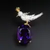 Tiffany Co. Platinum Bird on a Rock Amethyst Diamond Brooch 2 inch 18k Gold - view 3
