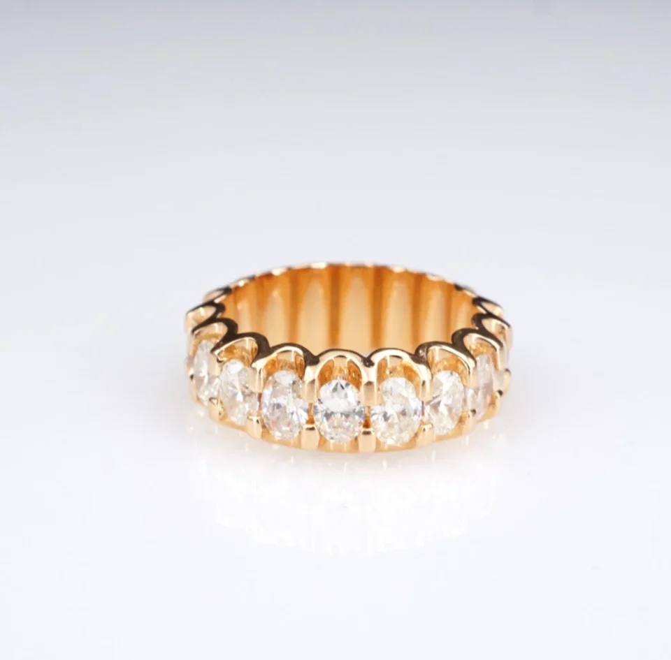18k Oval Cut Natural Diamond Eternity Band Rose Gold Size 7 7mm 4cttw CO1370