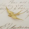 Vintage Swallow Bird Brooch, 18k Yellow Gold, 2", view 3