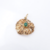 Brutalist Emerald Cabochon Pendant, 14k Yellow Gold, view 1