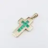 Vintage Handmade Emerald Cross Pendant, 18k Yellow Gold, view 2