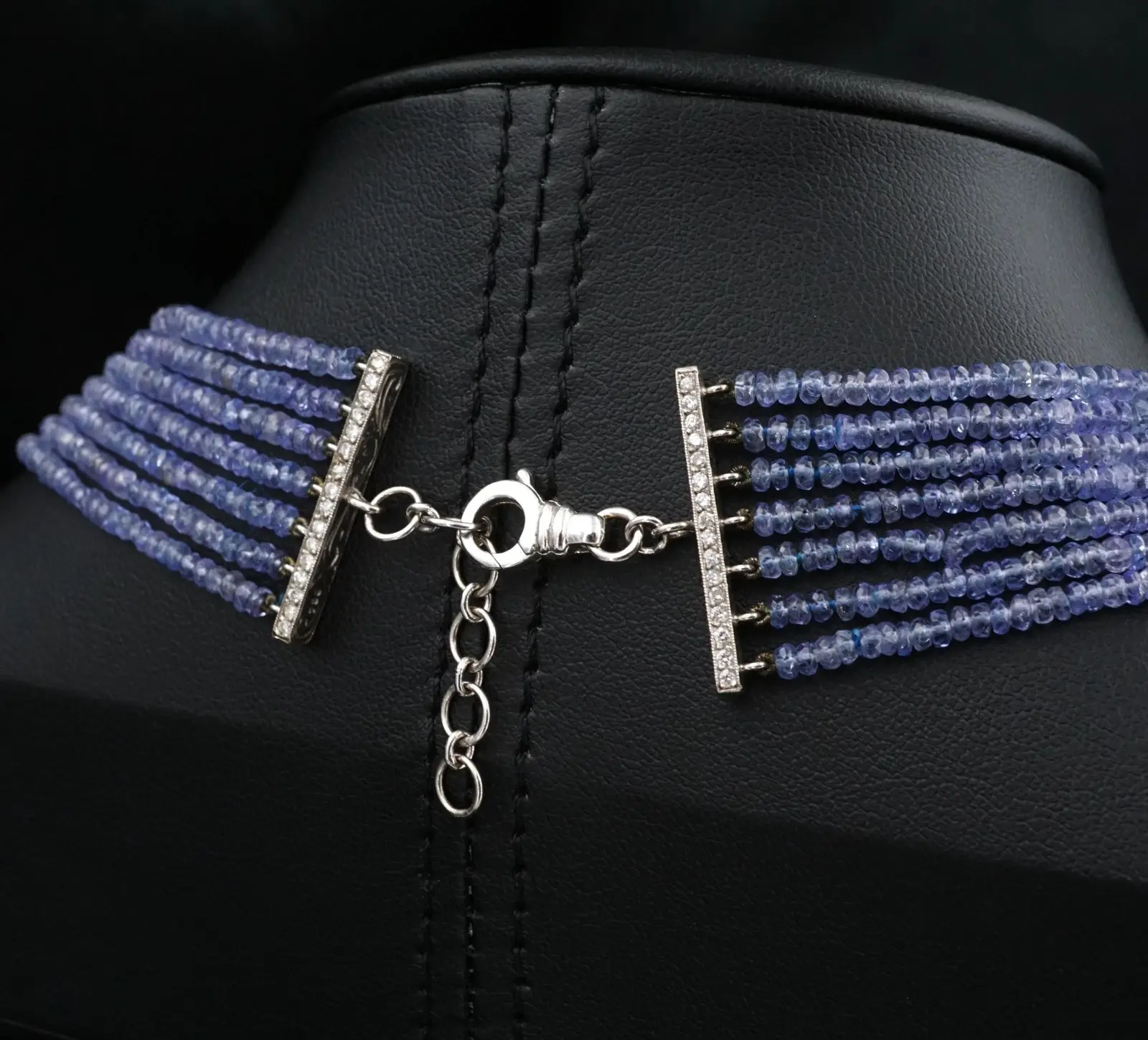Vintage Tanzanite Seven-Strand Necklace, 300 Ctw, 18k White Gold, view 3