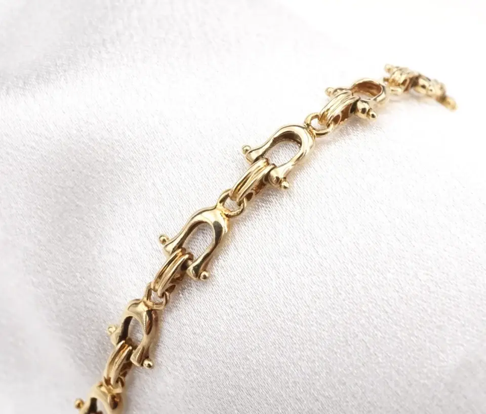 Vintage Equestrian Fancy Link Bracelet, 14k Yellow Gold, 7.5"