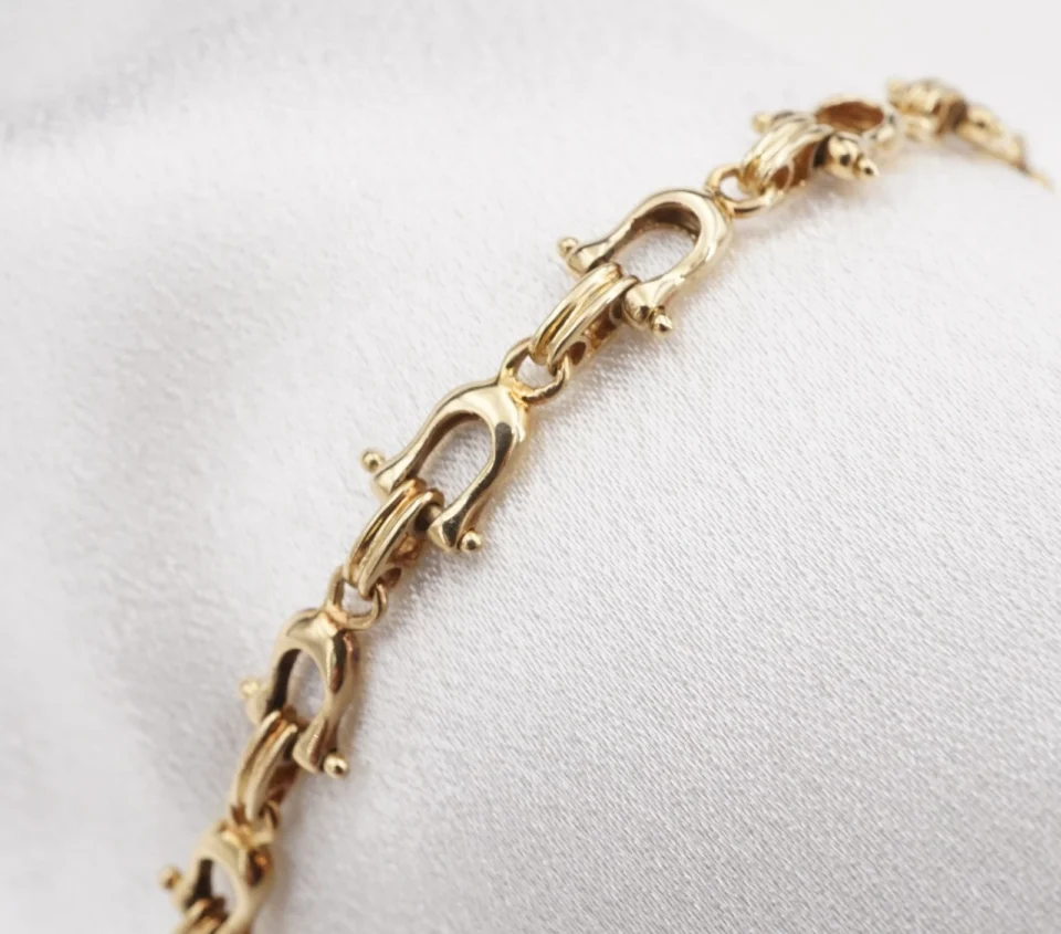Vintage Equestrian Fancy Link Bracelet, 14k Yellow Gold, 7.5", view 2