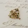 Art Nouveau Seed Pearl and Diamond Brooch, 14k Yellow Gold, view 5