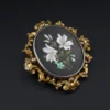 Victorian Pietra Dura Floral Inlay Brooch, 9k Yellow Gold, view 2