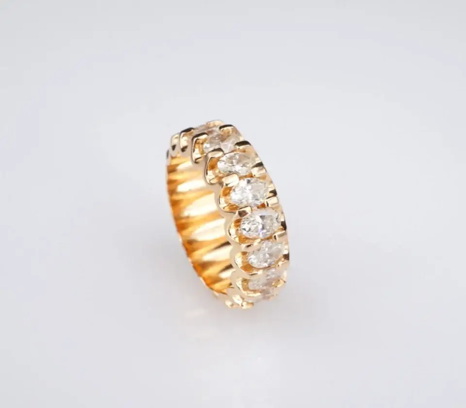 18k Oval Cut Natural Diamond Eternity Band Rose Gold Size 7 7mm 4cttw - view 2