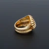 Vintage Openwork Leaf Diamond Statement Ring, 14k Yellow Gold, view 4