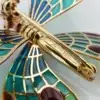 Estate Plique-a-Jour Enamel Butterfly Brooch, 18k Yellow Gold, view 5