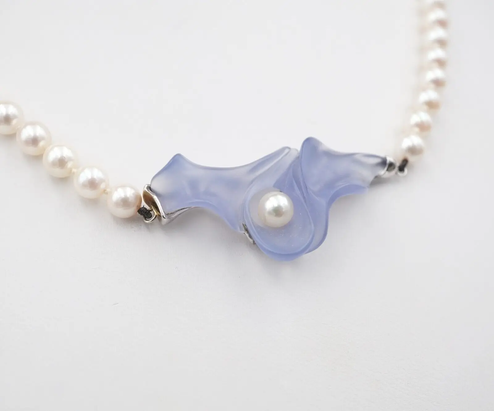 Steve Walters Carved Chalcedony and Pearl Necklace, 14k Gold, 18", view 5