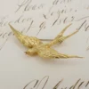 Vintage Swallow Bird Brooch, 18k Yellow Gold, 2", view 2