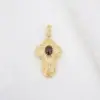 Vintage Italian Rhodolite Garnet Puffy Cross Pendant, 18k Gold, view 2