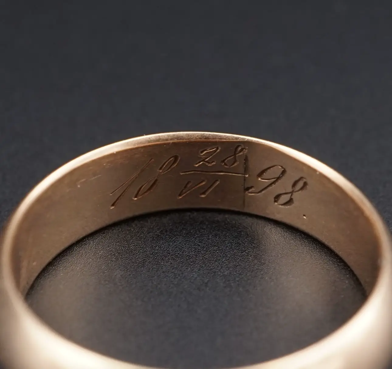 Victorian Rose Gold Wedding Band, 14k, 6mm, Dated 1898, view 4