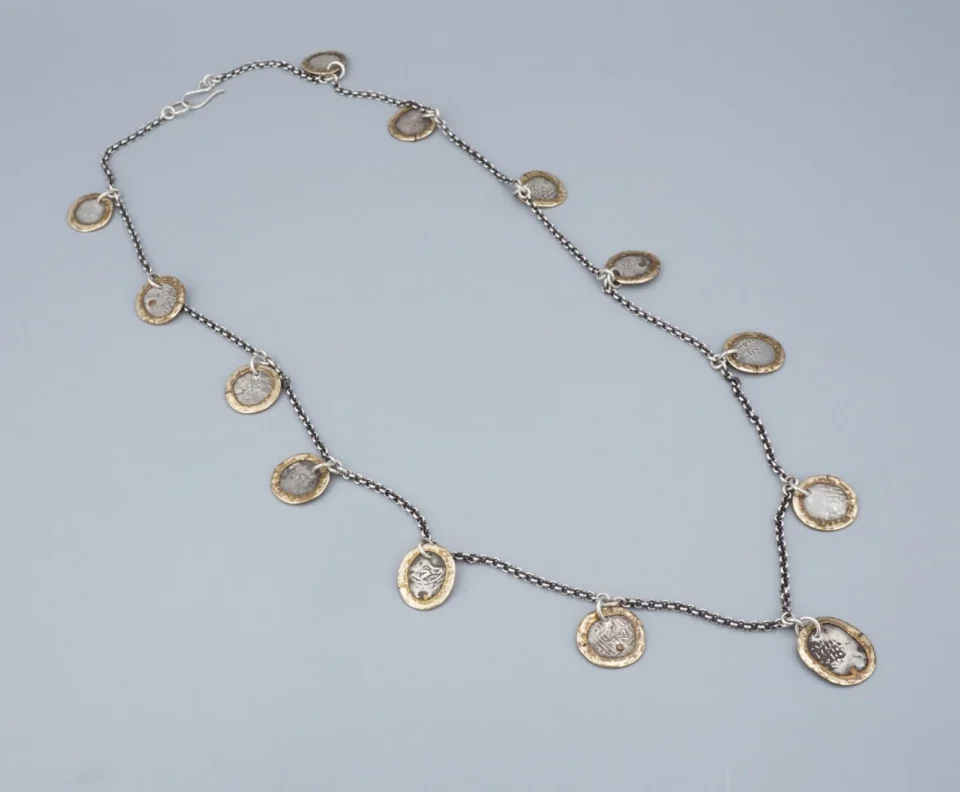 Santa Fe Jewels Antique Moroccan Coin Station Necklace, Sterling Silver, 31 Inch, view 2