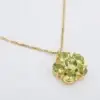 Estate Italian Peridot Flower Pendant Necklace, 18k Yellow Gold, view 1