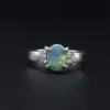 Vintage Black Opal and Diamond Cocktail Ring, Platinum, view 1