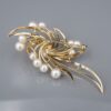 Mikimoto South Sea and Akoya Pearl Ribbon Brooch, 14k Yellow Gold, view 4
