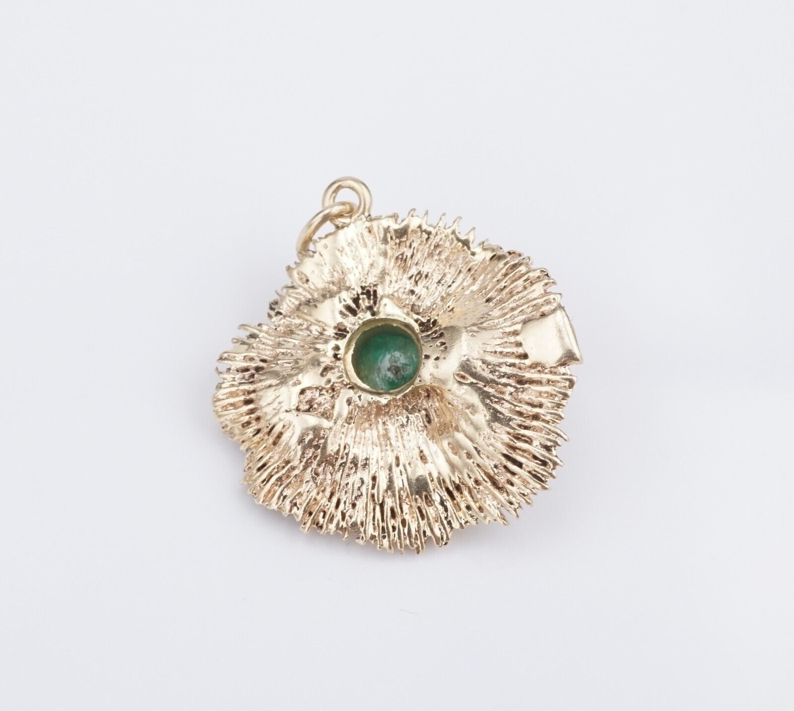 Brutalist Emerald Cabochon Pendant, 14k Yellow Gold, view 4