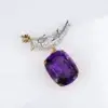 Tiffany Co. Platinum Bird on a Rock Amethyst Diamond Brooch 2 inch 18k Gold - view 5