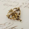 Art Nouveau Seed Pearl and Diamond Brooch, 14k Yellow Gold, view 4