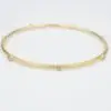 18k Diamond Station Bangle Bracelet Yellow Gold 7.5" Textured Vintage, view 1